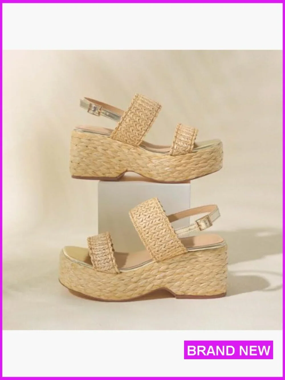 Wedge Espadrille Sandals Summer Beach Straw Raffia Woven Platform Ankle Strap